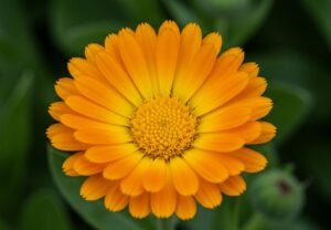 Bright orange Calendula flowers used for medicinal tea and healing preparations.